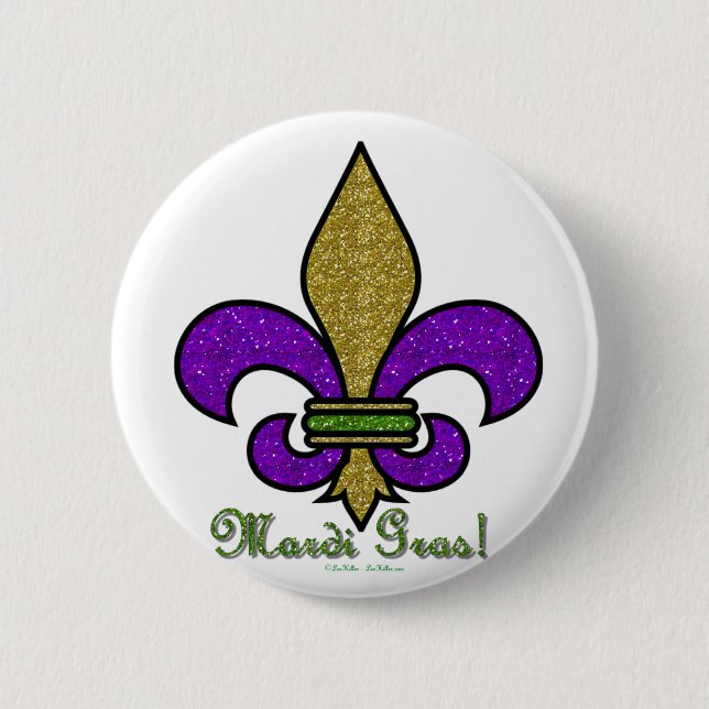 Colourful Mardi Gras Fleur De Lis 2 Inch Round Button (Front)