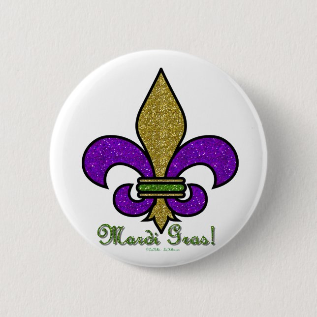 Colourful Mardi Gras Fleur De Lis 2 Inch Round Button (Front)