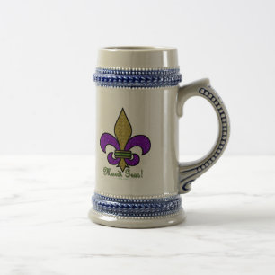 Colourful Mardi Gras Fleur De Lis Beer Stein