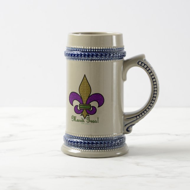 Colourful Mardi Gras Fleur De Lis Beer Stein (Right)