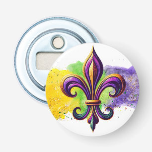 Colourful Mardi Gras Fleur de lis Bottle Opener