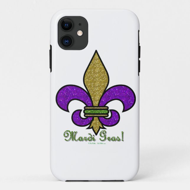 Colourful Mardi Gras Fleur De Lis Case-Mate iPhone Case (Back)