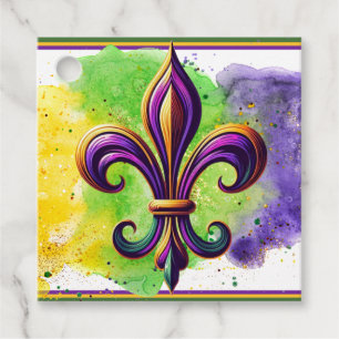Colourful Mardi Gras Fleur de lis  Favour Tags