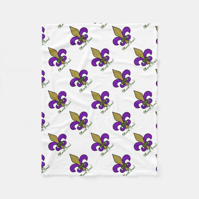 Colourful Mardi Gras Fleur De Lis Fleece Blanket (Front)