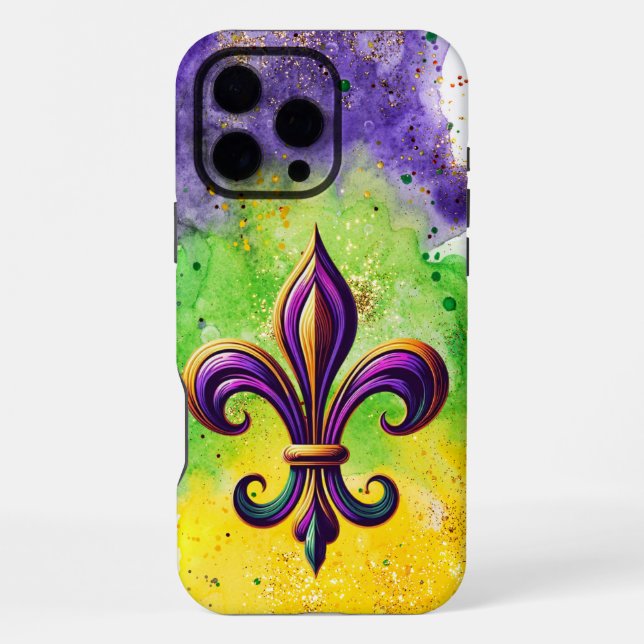 Colourful Mardi Gras Fleur de lis  iPhone Case (Back)