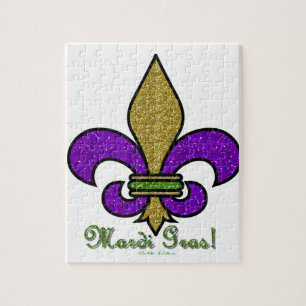 Colourful Mardi Gras Fleur De Lis Jigsaw Puzzle