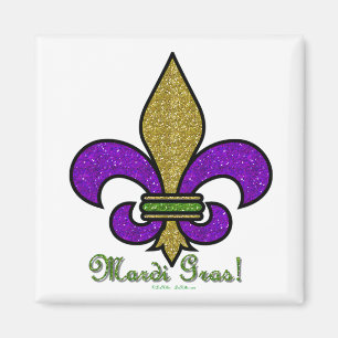 Colourful Mardi Gras Fleur De Lis Magnet