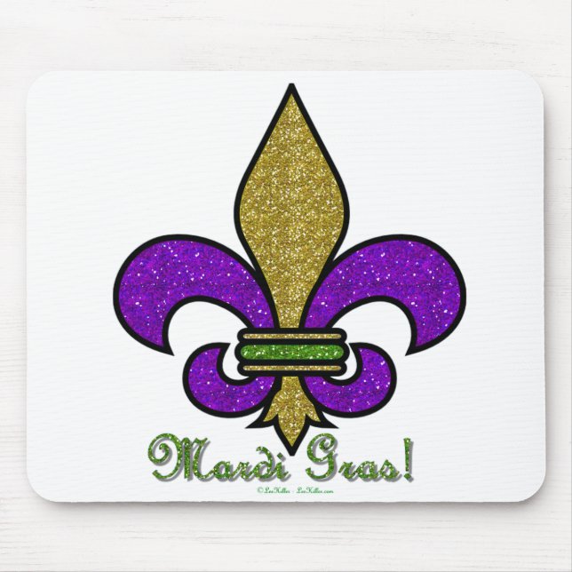 Colourful Mardi Gras Fleur De Lis Mouse Pad (Front)