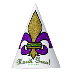 Colourful Mardi Gras Fleur De Lis Party Hat