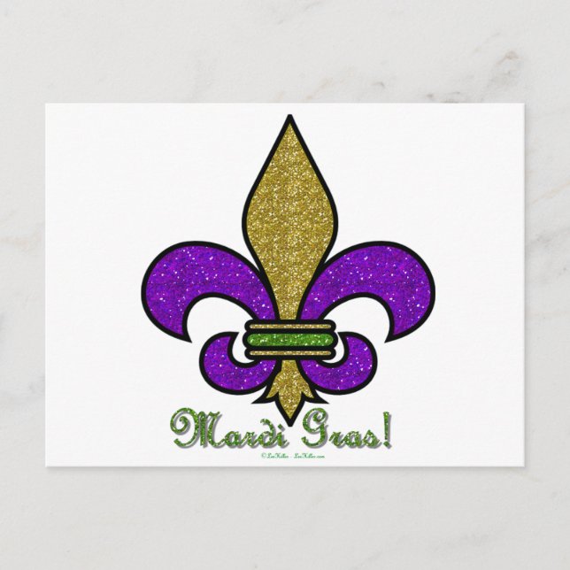 Colourful Mardi Gras Fleur De Lis Postcard (Front)