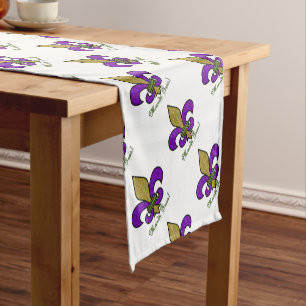 Colourful Mardi Gras Fleur De Lis Short Table Runner