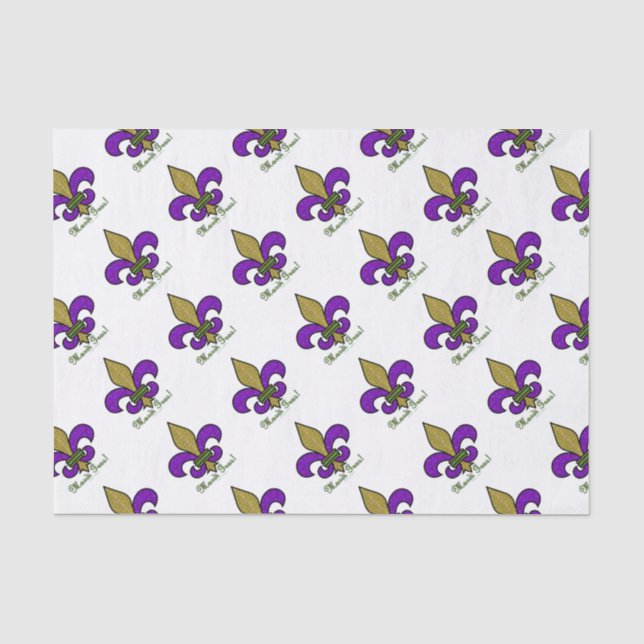 Colourful Mardi Gras Fleur De Lis Tissue Paper (Front)