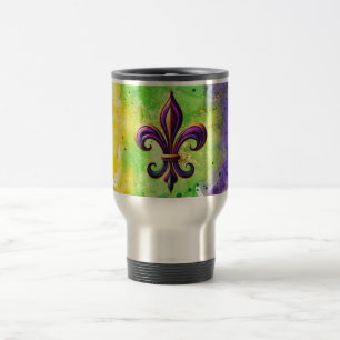 Colourful Mardi Gras Fleur de lis Travel Mug