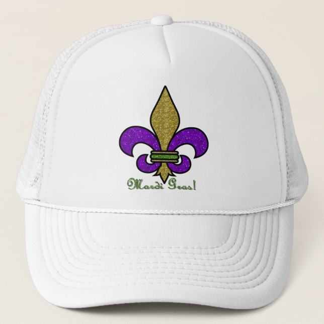 Colourful Mardi Gras Fleur De Lis Trucker Hat (Front)