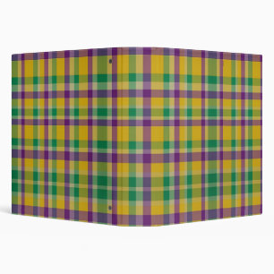 Colourful Mardi Gras gingham patterned Binder