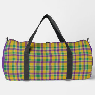 Colourful Mardi Gras gingham patterned Duffle Bag