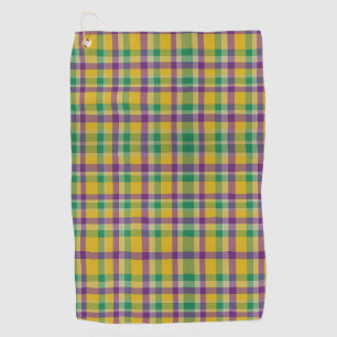 Colourful Mardi Gras gingham patterned Golf Towel