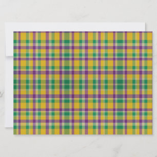 Colourful Mardi Gras gingham patterned Holiday Card