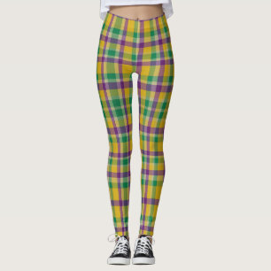 Colourful Mardi Gras gingham patterned Leggings