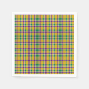Colourful Mardi Gras gingham patterned Napkin