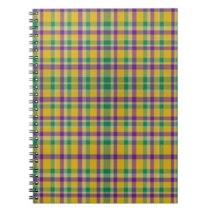 Colourful Mardi Gras gingham patterned Notebook