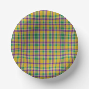 Colourful Mardi Gras gingham patterned Paper Plate