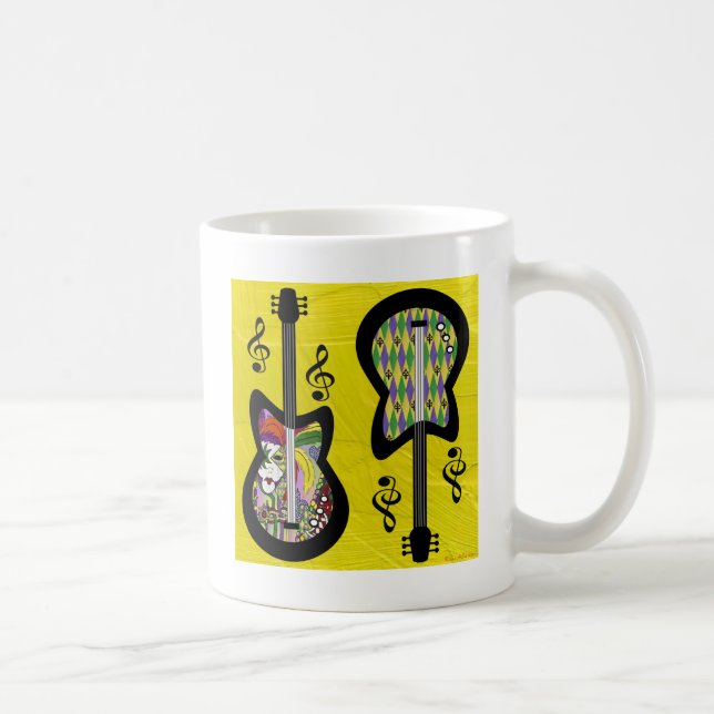 Colourful Mardi Gras Guitars Coffee Mug (Right)