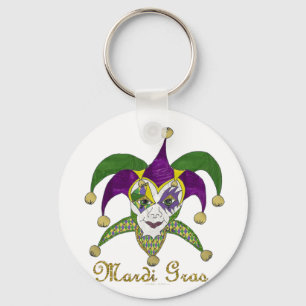 Colourful Mardi Gras Jesters Mask Keychain