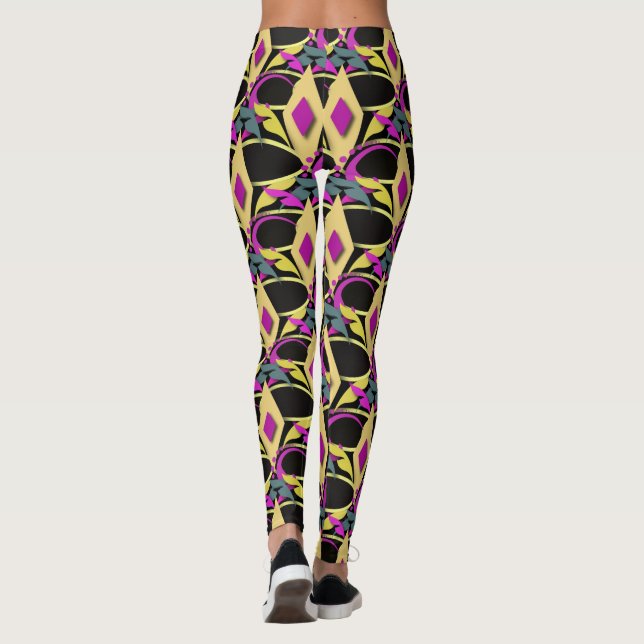 Colourful Mardi Gras Mask Leggings (Back)