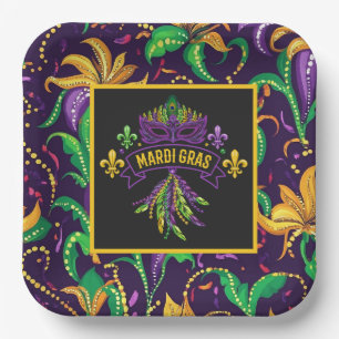 Colourful Mardi Gras Paper Plate