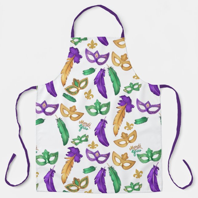 Colourful Mardi Gras patterned  Apron (Front)
