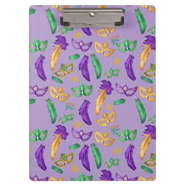 Colourful Mardi Gras patterned  Clipboard (Front)