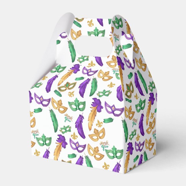 Colourful Mardi Gras patterned  Favor Box (Front Side)