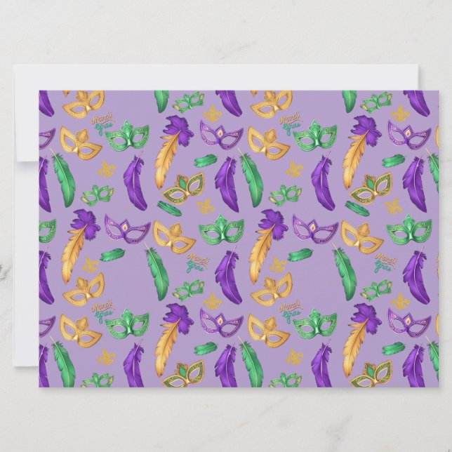 Colourful Mardi Gras patterned  Holiday Card (Front)