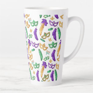Colourful Mardi Gras patterned Latte Mug