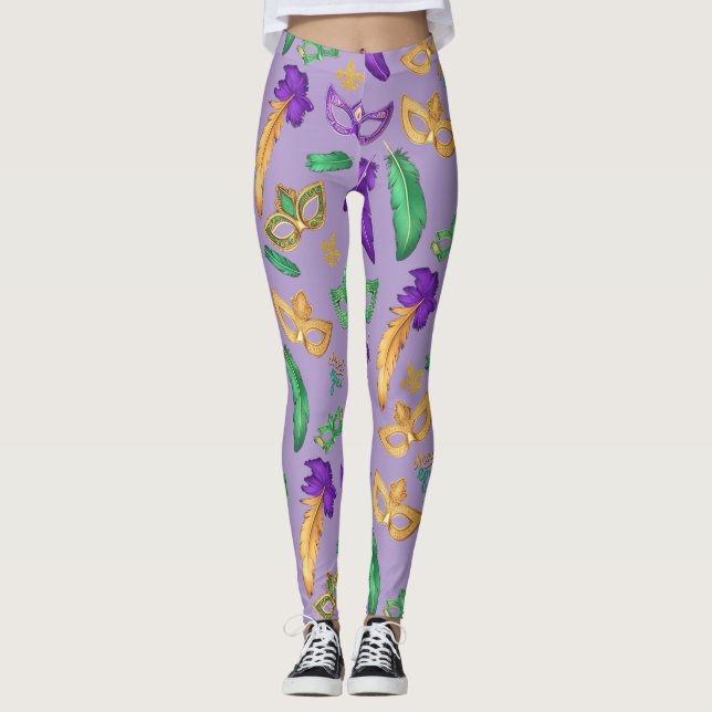 Colourful Mardi Gras patterned  Leggings (Front)