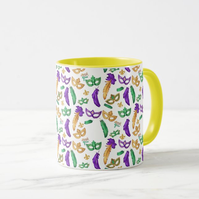 Colourful Mardi Gras patterned  Mug (Front Right)