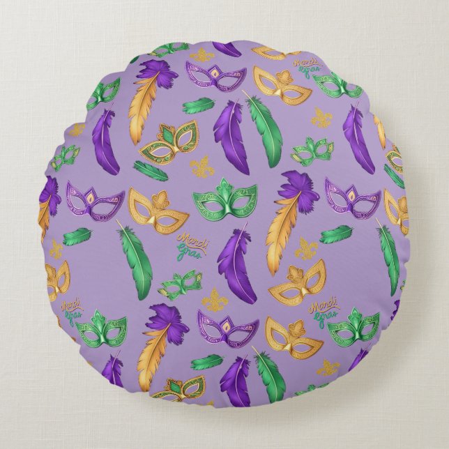 Colourful Mardi Gras patterned  Round Pillow (Front)