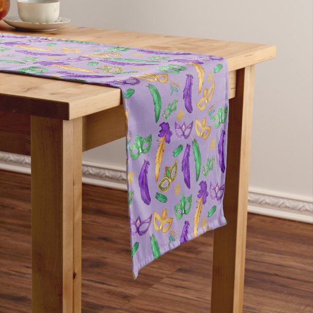 Colourful Mardi Gras patterned  Short Table Runner (In Situ)