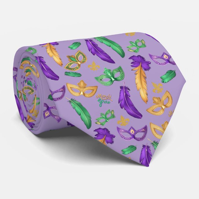 Colourful Mardi Gras patterned  Tie (Rolled)