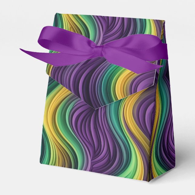 Colourful Mardi Gras wave patterned  Favor Box (Front Side)