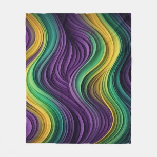 Colourful Mardi Gras wave patterned Fleece Blanket