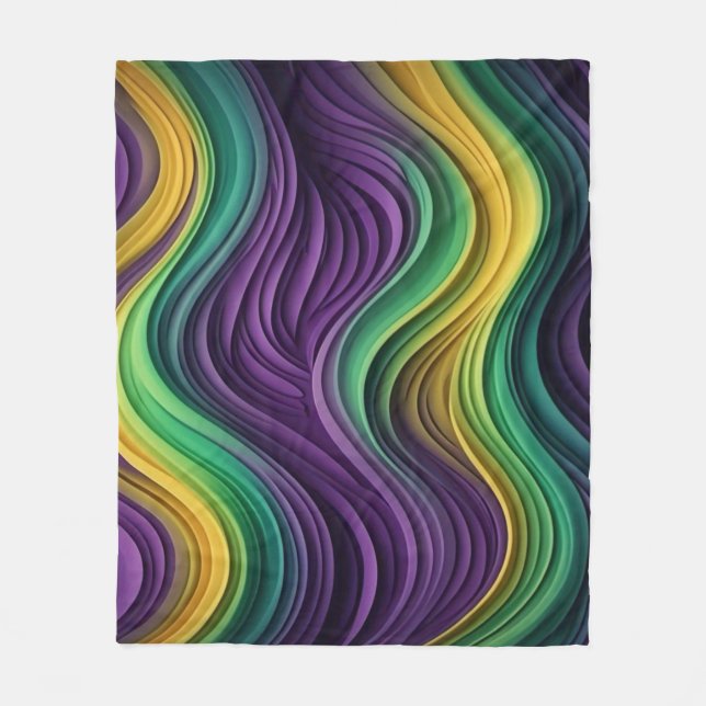 Colourful Mardi Gras wave patterned  Fleece Blanket (Front)