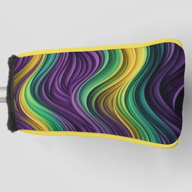 Colourful Mardi Gras wave patterned  Golf Head Cover (Front)