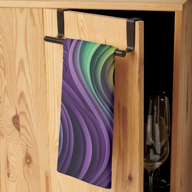 Colourful Mardi Gras wave patterned  Kitchen Towel (Thirds Fold)