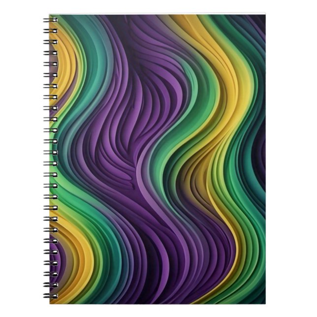 Colourful Mardi Gras wave patterned  Notebook (Front)