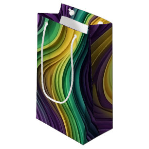 Colourful Mardi Gras wave patterned  Small Gift Bag