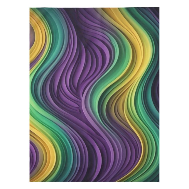Colourful Mardi Gras wave patterned  Tablecloth (Front)