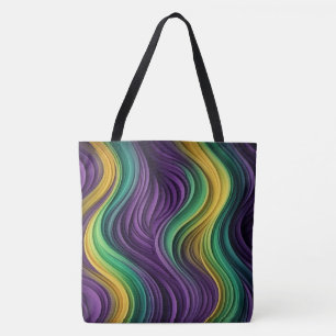 Colourful Mardi Gras wave patterned  Tote Bag