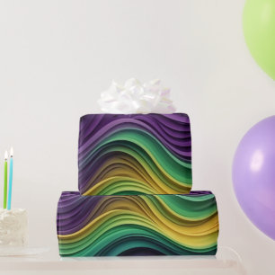 Colourful Mardi Gras wave patterned Wrapping Paper
